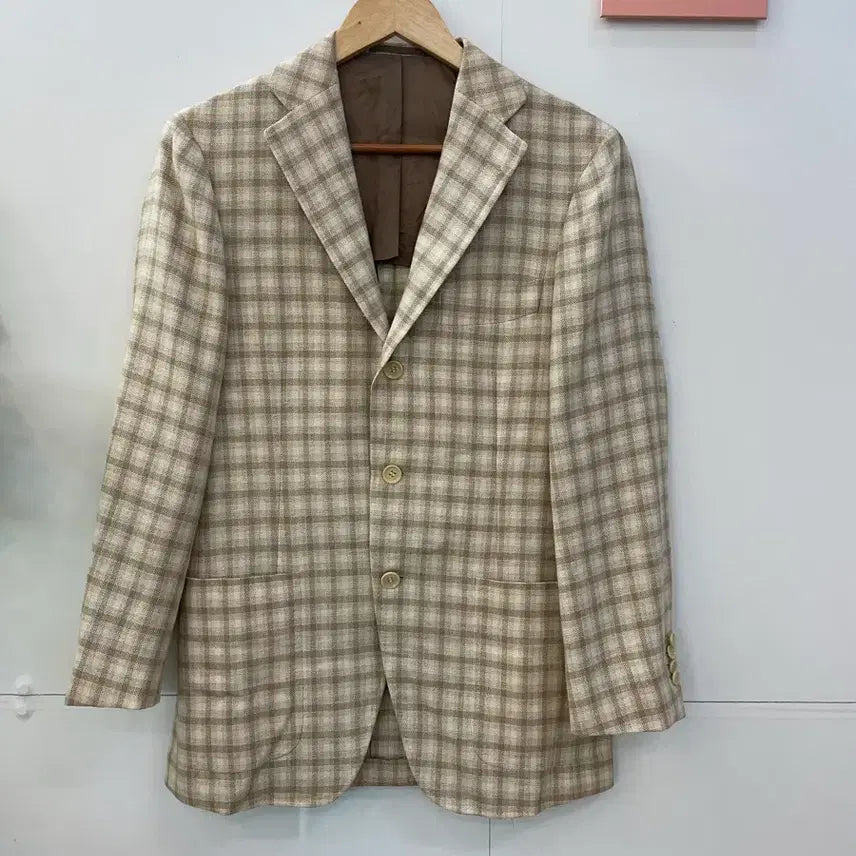 [BUNJANG] Ring Jacket Lanamere Wool Silk Linen Blend Check Jacket / 링자켓 란스미어 모 실크 린넨 혼방 체크자켓 95
