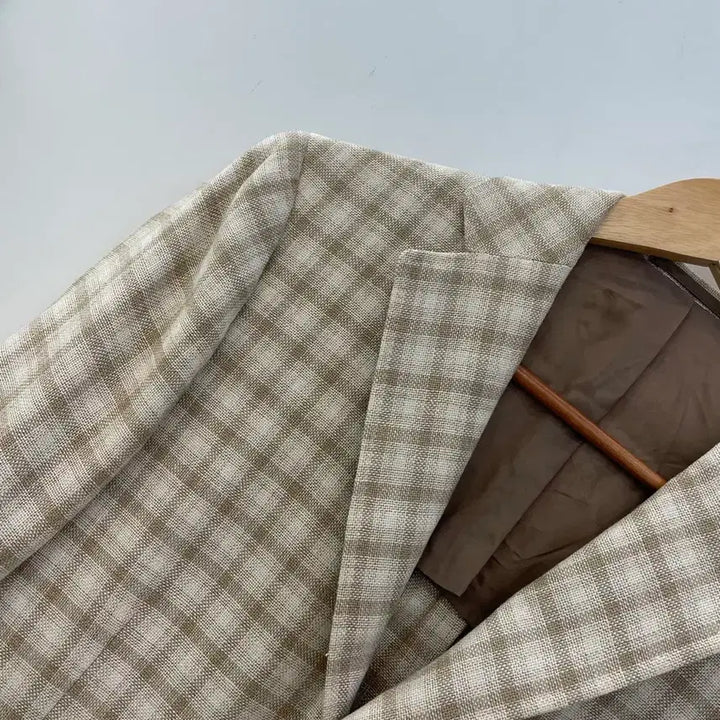 [BUNJANG] Ring Jacket Lanamere Wool Silk Linen Blend Check Jacket / 링자켓 란스미어 모 실크 린넨 혼방 체크자켓 95