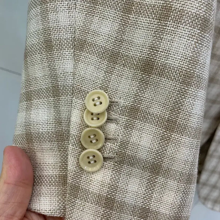 [BUNJANG] Ring Jacket Lanamere Wool Silk Linen Blend Check Jacket / 링자켓 란스미어 모 실크 린넨 혼방 체크자켓 95