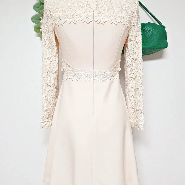 [BUNJANG] Line Embroidered Lace Mini Dress Cream Ivory / 라인 우아한 자수레이스 미니원피스 55 크림아이보리
