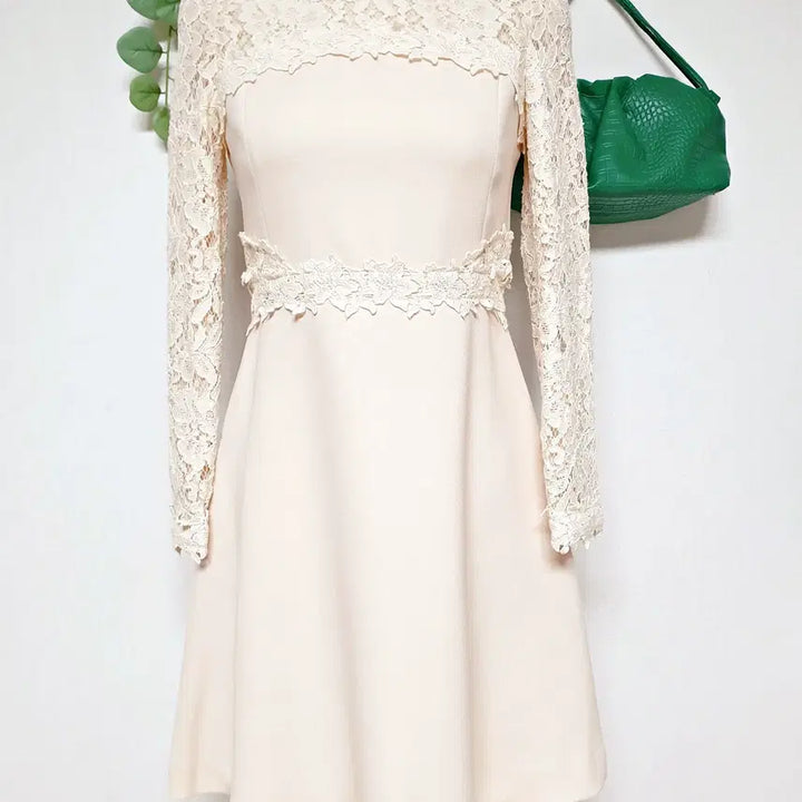 [BUNJANG] Line Embroidered Lace Mini Dress Cream Ivory / 라인 우아한 자수레이스 미니원피스 55 크림아이보리