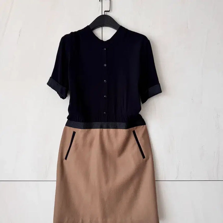 [BUNJANG] The Kooples Two-Tone Wool Dress (Size 40) / 새상품 The Kooples 블랙&amp;베이지 투톤 원피스40(55-66사이즈