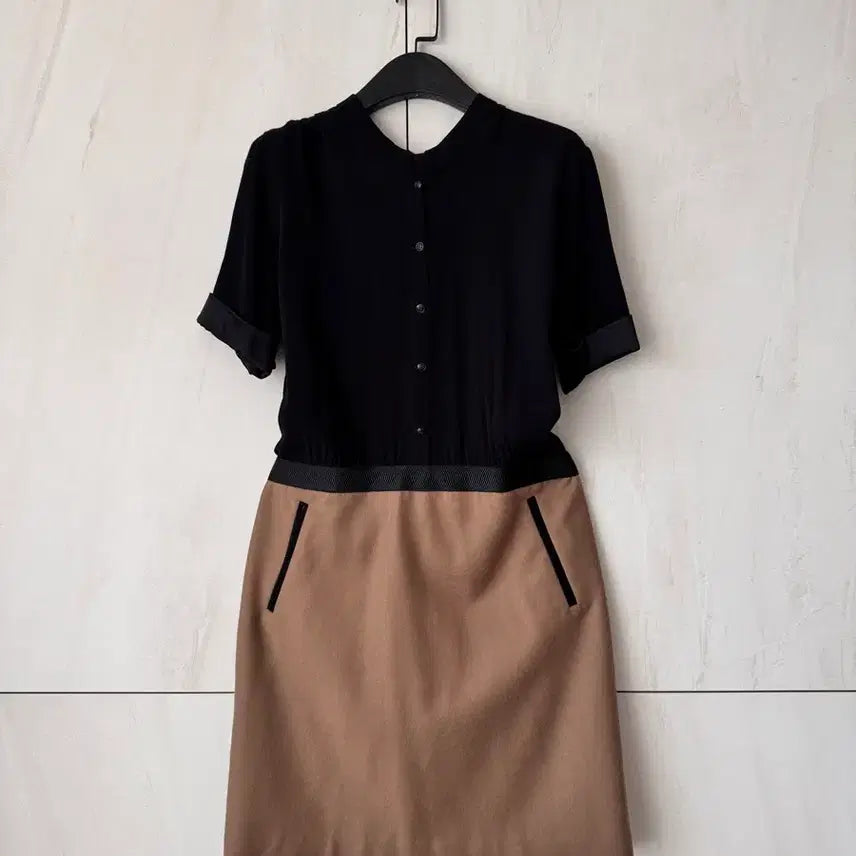 [BUNJANG] The Kooples Two-Tone Wool Dress (Size 40) / 새상품 The Kooples 블랙&amp;베이지 투톤 원피스40(55-66사이즈