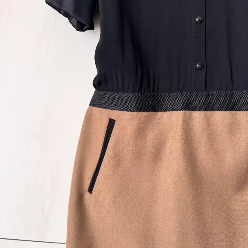 [BUNJANG] The Kooples Two-Tone Wool Dress (Size 40) / 새상품 The Kooples 블랙&amp;베이지 투톤 원피스40(55-66사이즈