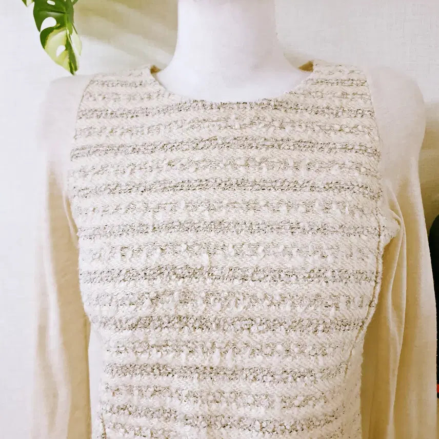 [BUNJANG] On&amp;On Tweed Pullover Knit Beige / 온앤온 배색트위드 풀오버니트 55 베이지