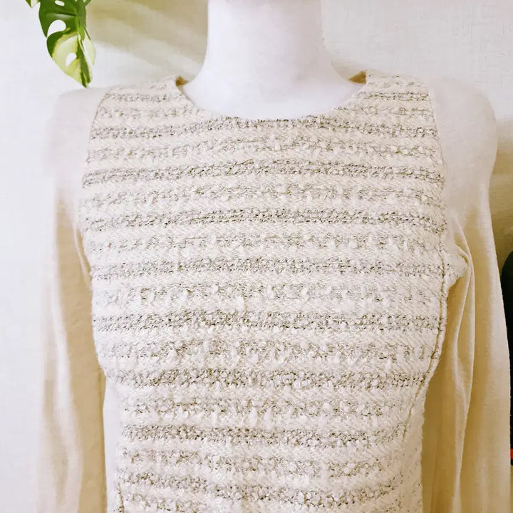 [BUNJANG] On&amp;On Tweed Pullover Knit Beige / 온앤온 배색트위드 풀오버니트 55 베이지