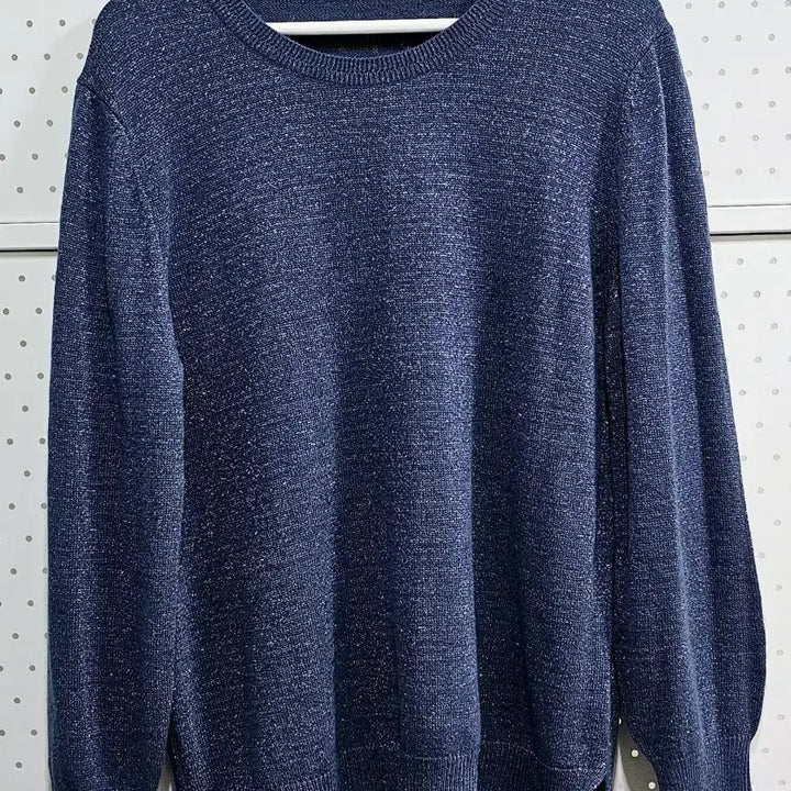 [BUNJANG] Unbranded Metallic Long Knit Sweater / 라운드넥 언발 롱니트 메탈사 반짝이 니트