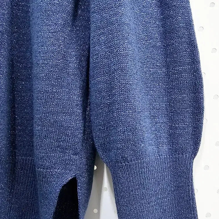 [BUNJANG] Unbranded Metallic Long Knit Sweater / 라운드넥 언발 롱니트 메탈사 반짝이 니트