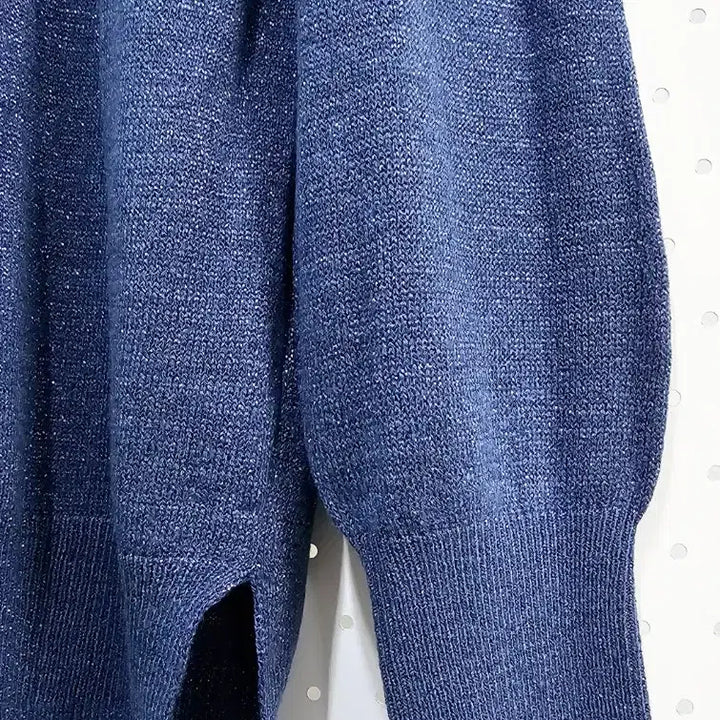 [BUNJANG] Unbranded Metallic Long Knit Sweater / 라운드넥 언발 롱니트 메탈사 반짝이 니트