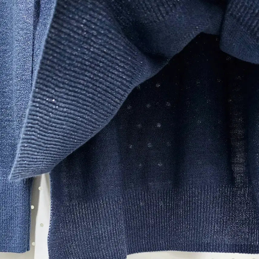 [BUNJANG] Unbranded Metallic Long Knit Sweater / 라운드넥 언발 롱니트 메탈사 반짝이 니트