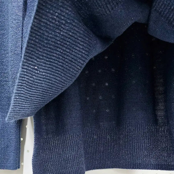 [BUNJANG] Unbranded Metallic Long Knit Sweater / 라운드넥 언발 롱니트 메탈사 반짝이 니트