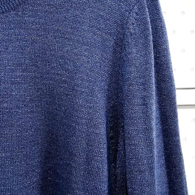 [BUNJANG] Unbranded Metallic Long Knit Sweater / 라운드넥 언발 롱니트 메탈사 반짝이 니트