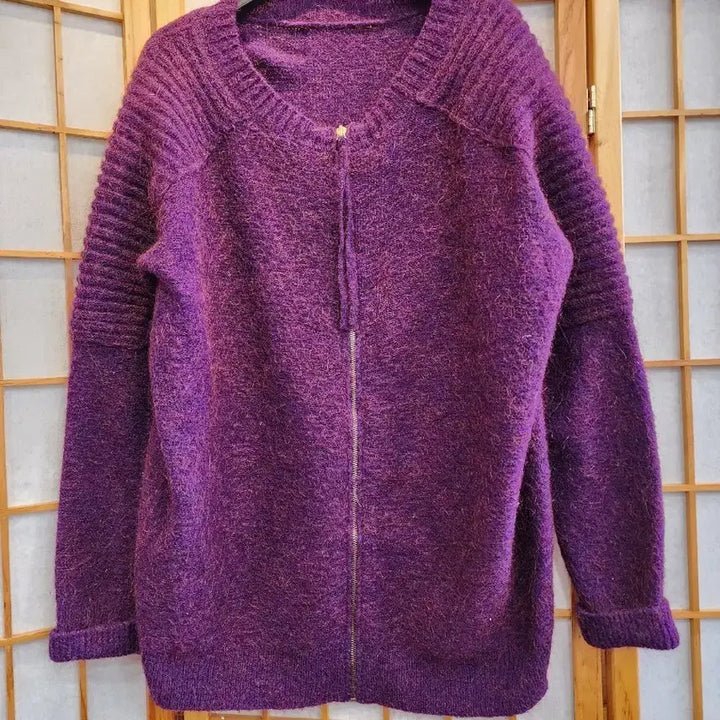 [BUNJANG] System Purple Zip-up Knit Sweater / 시스템 보라색 집업니트 프리