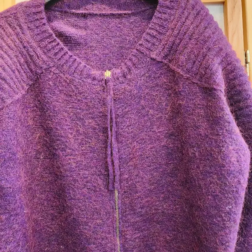 [BUNJANG] System Purple Zip-up Knit Sweater / 시스템 보라색 집업니트 프리