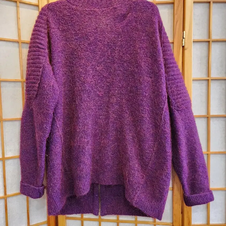 [BUNJANG] System Purple Zip-up Knit Sweater / 시스템 보라색 집업니트 프리