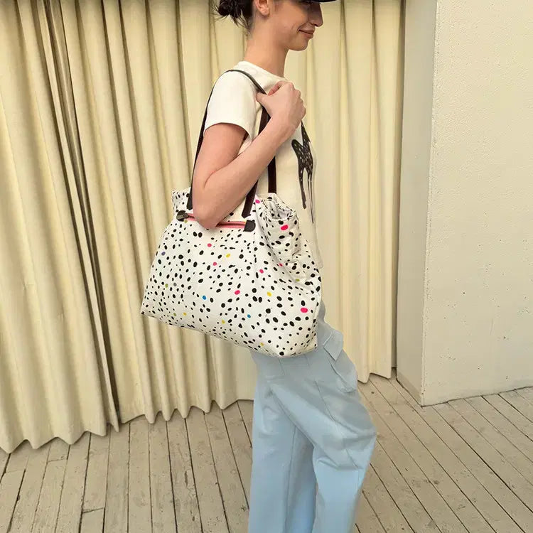 [BUNJANG] andnever Colorful Polka Dot Cotton Shoulder Bag / andnever e 커스텀 컬러풀 폴카 도트 대형 코튼 숄더백