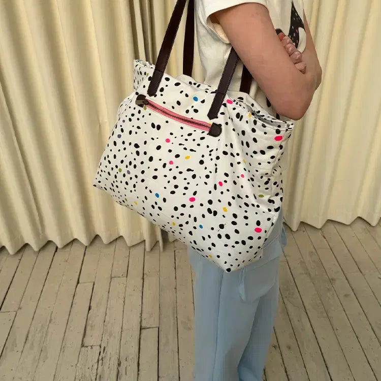 [BUNJANG] andnever Colorful Polka Dot Cotton Shoulder Bag / andnever e 커스텀 컬러풀 폴카 도트 대형 코튼 숄더백