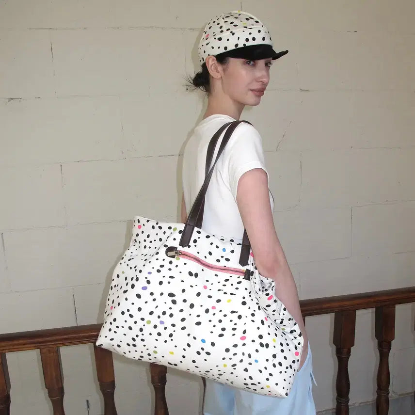 [BUNJANG] andnever Colorful Polka Dot Cotton Shoulder Bag / andnever e 커스텀 컬러풀 폴카 도트 대형 코튼 숄더백
