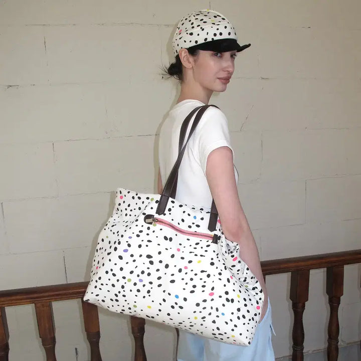 [BUNJANG] andnever Colorful Polka Dot Cotton Shoulder Bag / andnever e 커스텀 컬러풀 폴카 도트 대형 코튼 숄더백
