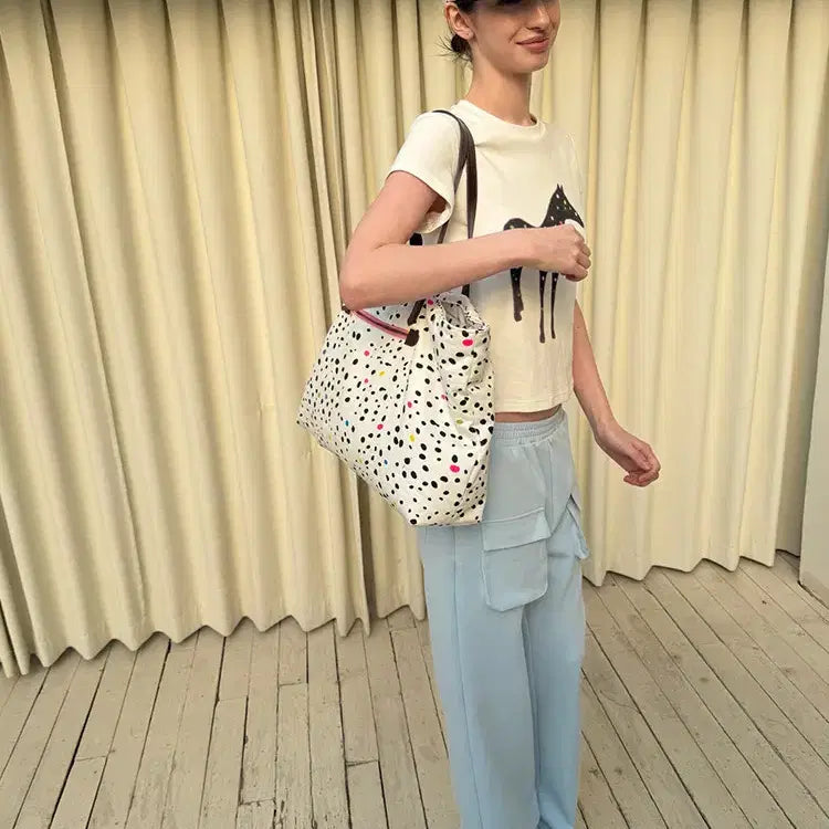 [BUNJANG] andnever Colorful Polka Dot Cotton Shoulder Bag / andnever e 커스텀 컬러풀 폴카 도트 대형 코튼 숄더백