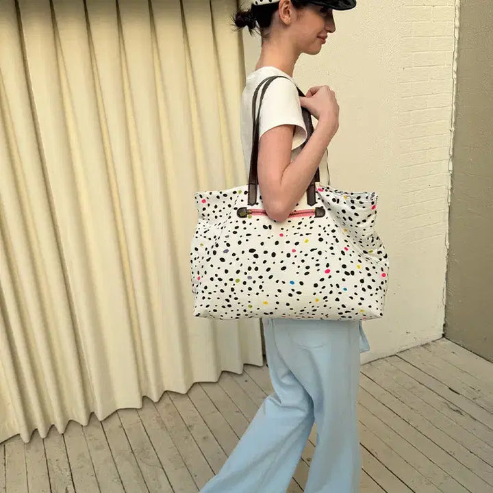 [BUNJANG] andnever Colorful Polka Dot Cotton Shoulder Bag / andnever e 커스텀 컬러풀 폴카 도트 대형 코튼 숄더백