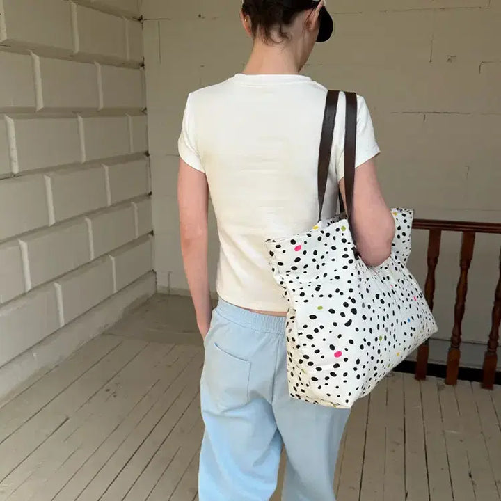 [BUNJANG] andnever Colorful Polka Dot Cotton Shoulder Bag / andnever e 커스텀 컬러풀 폴카 도트 대형 코튼 숄더백
