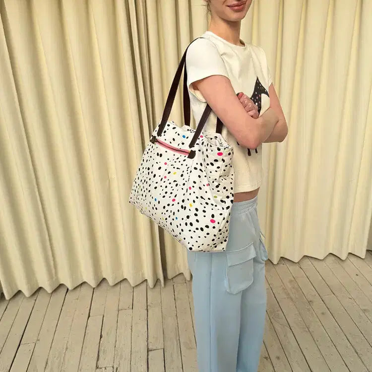 [BUNJANG] andnever Colorful Polka Dot Cotton Shoulder Bag / andnever e 커스텀 컬러풀 폴카 도트 대형 코튼 숄더백