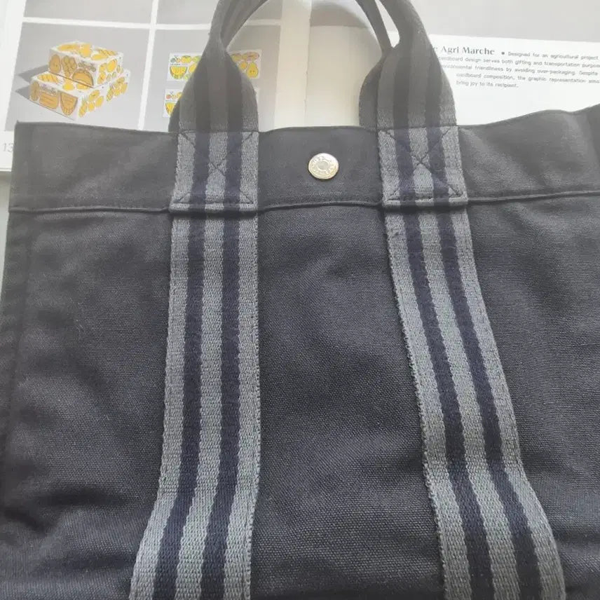 [BUNJANG] Hermes Fruit PM Navy Canvas Tote Bag / 에르메스 후루토 PM 네이비 캔버스 토트 정품