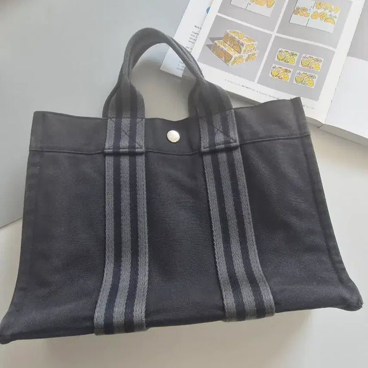 [BUNJANG] Hermes Fruit PM Navy Canvas Tote Bag / 에르메스 후루토 PM 네이비 캔버스 토트 정품