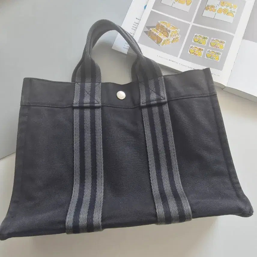 [BUNJANG] Hermes Fruit PM Navy Canvas Tote Bag / 에르메스 후루토 PM 네이비 캔버스 토트 정품