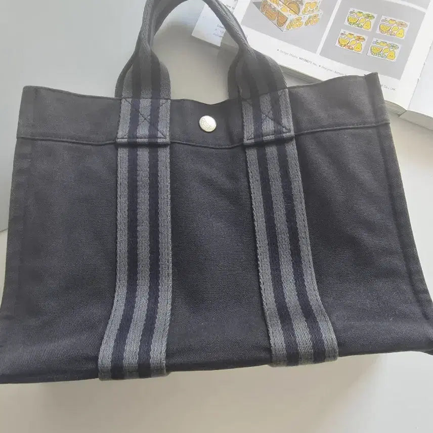 [BUNJANG] Hermes Fruit PM Navy Canvas Tote Bag / 에르메스 후루토 PM 네이비 캔버스 토트 정품