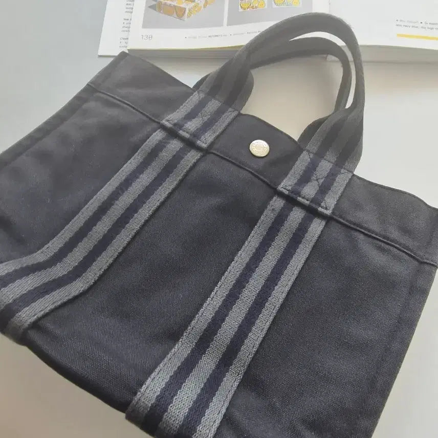 [BUNJANG] Hermes Fruit PM Navy Canvas Tote Bag / 에르메스 후루토 PM 네이비 캔버스 토트 정품