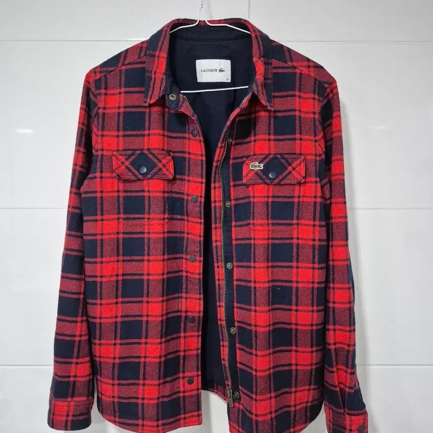 [BUNJANG] Lacoste Red Check Shirt / 라코스테 레드 체크 남방 셔츠95