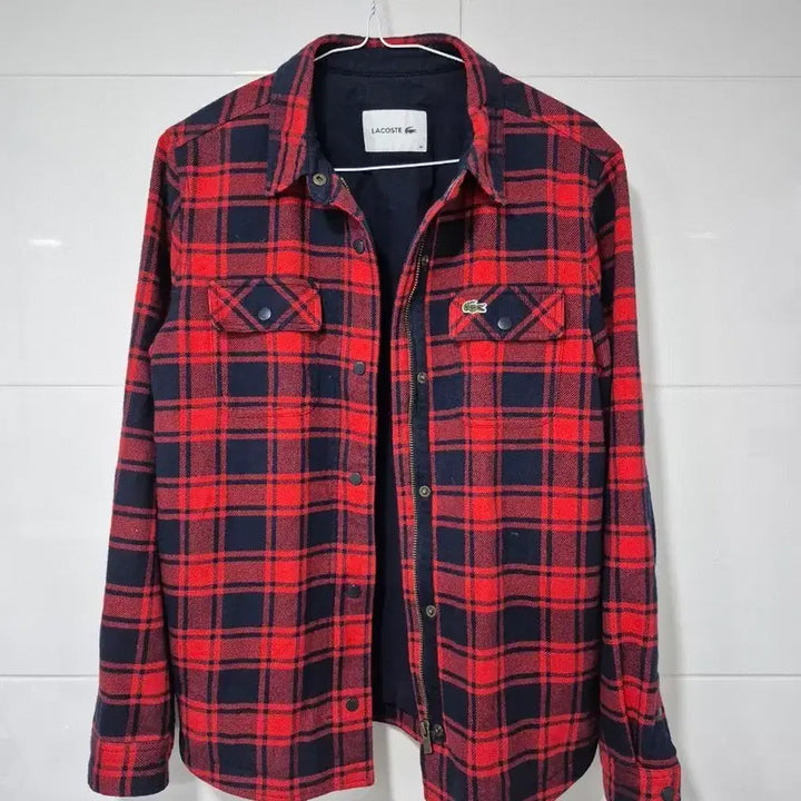[BUNJANG] Lacoste Red Check Shirt / 라코스테 레드 체크 남방 셔츠95