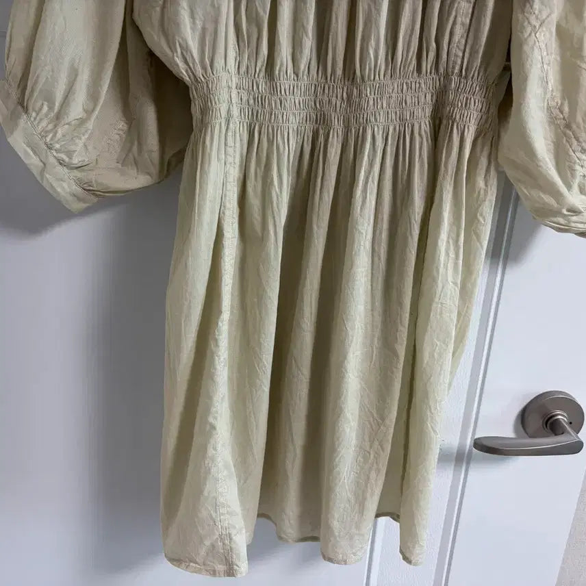 [BUNJANG] Vintage Beige Cotton Midi Dress / (일본 수입 빈티지)원피스 베이지 기본 면100 노카라 미디 하프