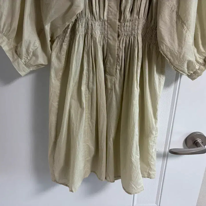 [BUNJANG] Vintage Beige Cotton Midi Dress / (일본 수입 빈티지)원피스 베이지 기본 면100 노카라 미디 하프