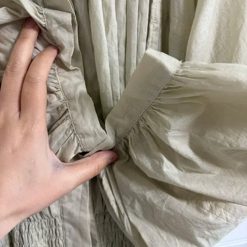 [BUNJANG] Vintage Beige Cotton Midi Dress / (일본 수입 빈티지)원피스 베이지 기본 면100 노카라 미디 하프
