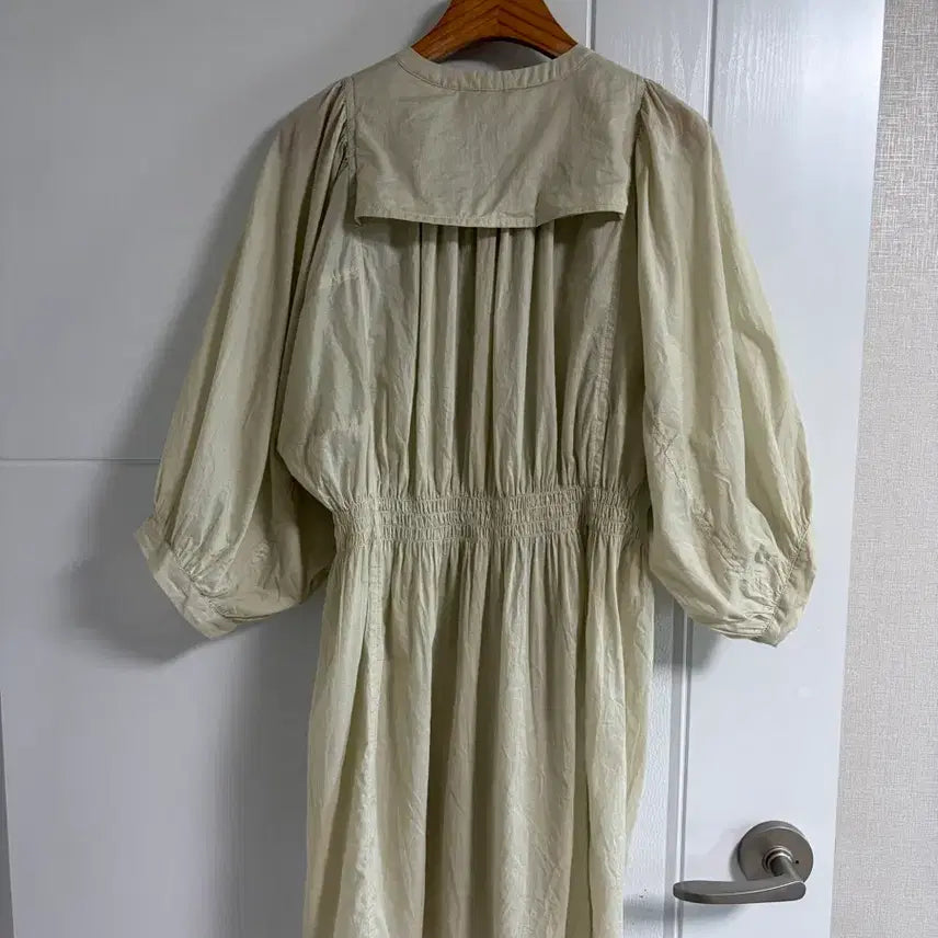 [BUNJANG] Vintage Beige Cotton Midi Dress / (일본 수입 빈티지)원피스 베이지 기본 면100 노카라 미디 하프