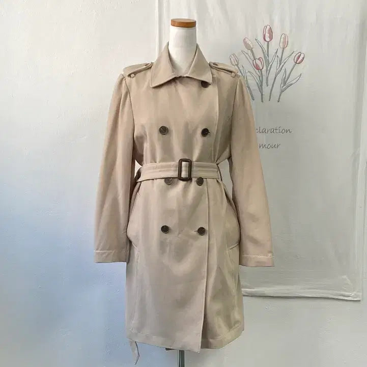 [BUNJANG] Jenny &amp; Alice Beige Belted Trench Coat / 제니앤앨리스 베이지 벨트 트렌치코트