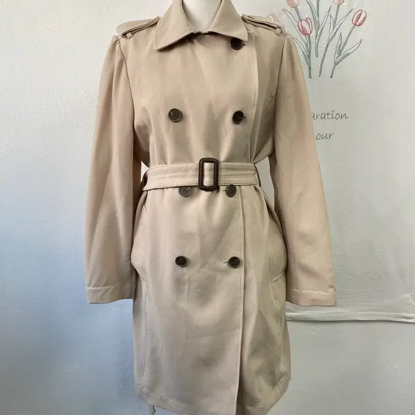 [BUNJANG] Jenny &amp; Alice Beige Belted Trench Coat / 제니앤앨리스 베이지 벨트 트렌치코트