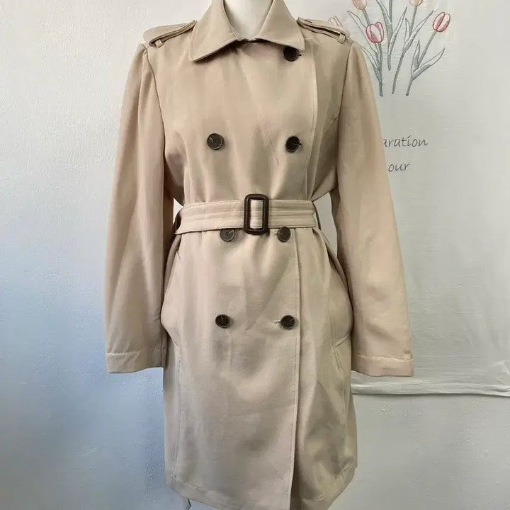 [BUNJANG] Jenny &amp; Alice Beige Belted Trench Coat / 제니앤앨리스 베이지 벨트 트렌치코트