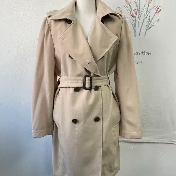 [BUNJANG] Jenny &amp; Alice Beige Belted Trench Coat / 제니앤앨리스 베이지 벨트 트렌치코트
