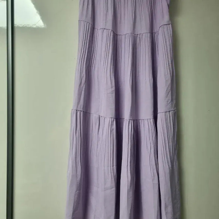 [BUNJANG] Lavender Pleated Long Skirt (Zipper Defect) / 라벤더 플리츠 롱 스커트(옆지퍼고장입니다)