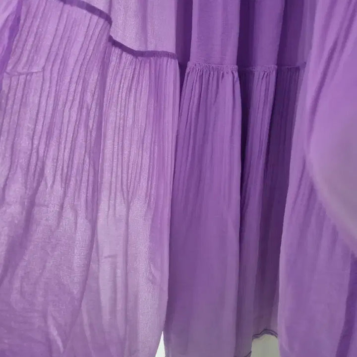 [BUNJANG] Lavender Pleated Long Skirt (Zipper Defect) / 라벤더 플리츠 롱 스커트(옆지퍼고장입니다)