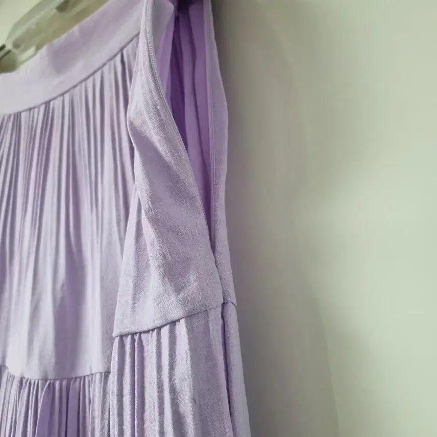 [BUNJANG] Lavender Pleated Long Skirt (Zipper Defect) / 라벤더 플리츠 롱 스커트(옆지퍼고장입니다)
