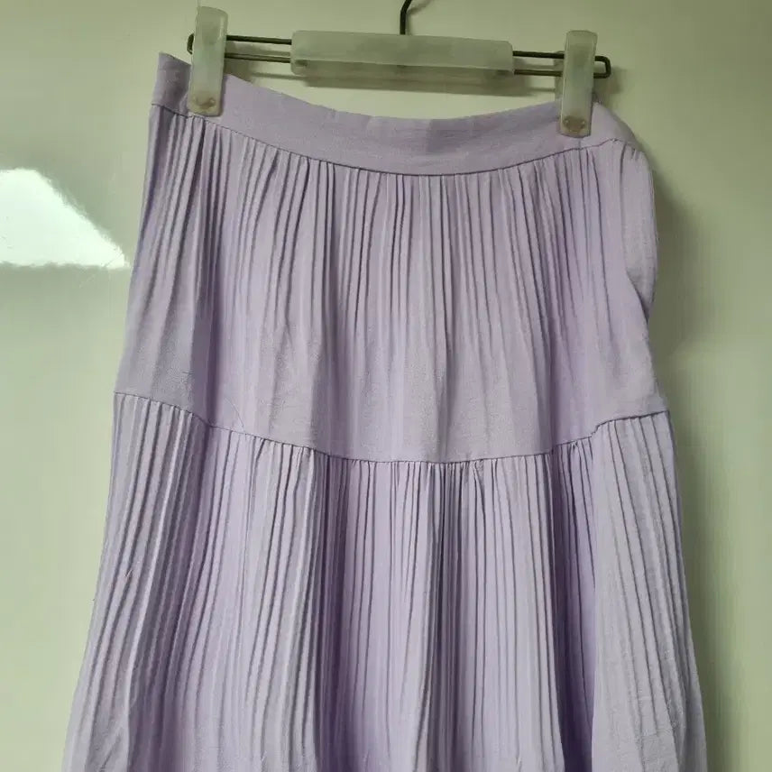[BUNJANG] Lavender Pleated Long Skirt (Zipper Defect) / 라벤더 플리츠 롱 스커트(옆지퍼고장입니다)