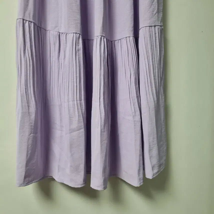 [BUNJANG] Lavender Pleated Long Skirt (Zipper Defect) / 라벤더 플리츠 롱 스커트(옆지퍼고장입니다)