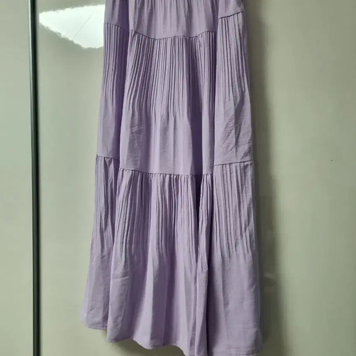 [BUNJANG] Lavender Pleated Long Skirt (Zipper Defect) / 라벤더 플리츠 롱 스커트(옆지퍼고장입니다)