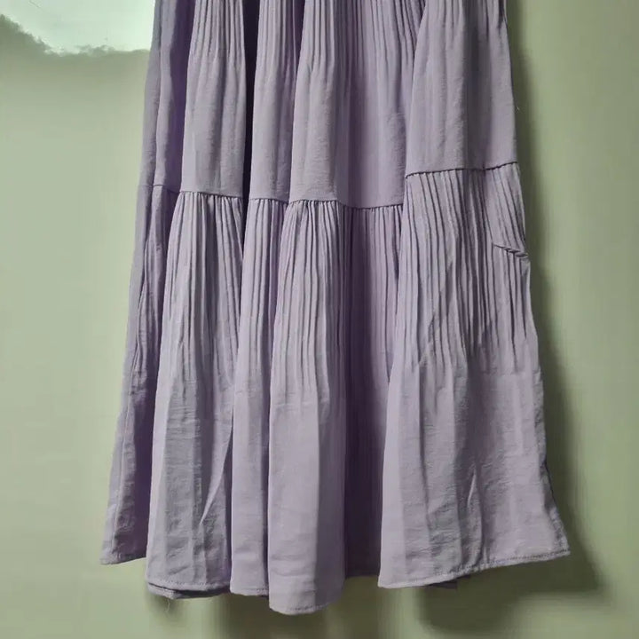 [BUNJANG] Lavender Pleated Long Skirt (Zipper Defect) / 라벤더 플리츠 롱 스커트(옆지퍼고장입니다)