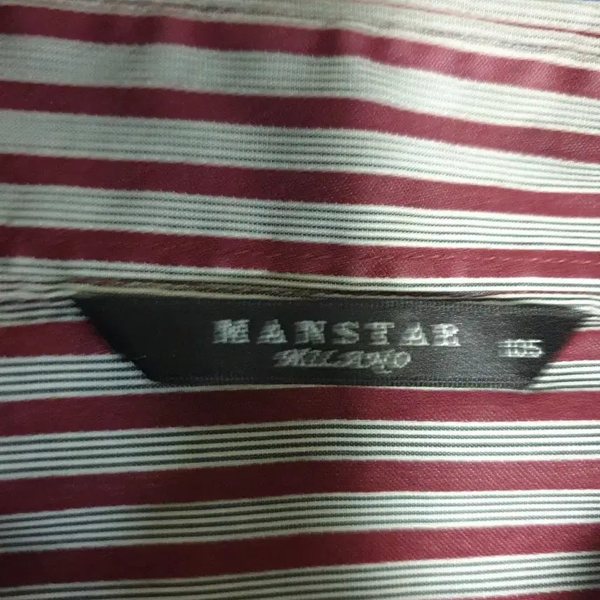 [BUNJANG] MAN STAR Stripe Long Sleeve Shirt (Red) / MAN STAR 스트라이프 긴팔셔츠 레드 (105)